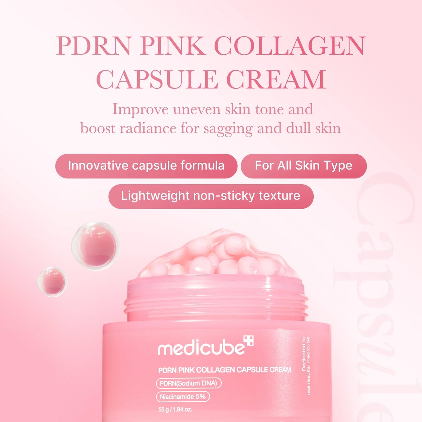 Crème en capsules de collagène rose PDRN