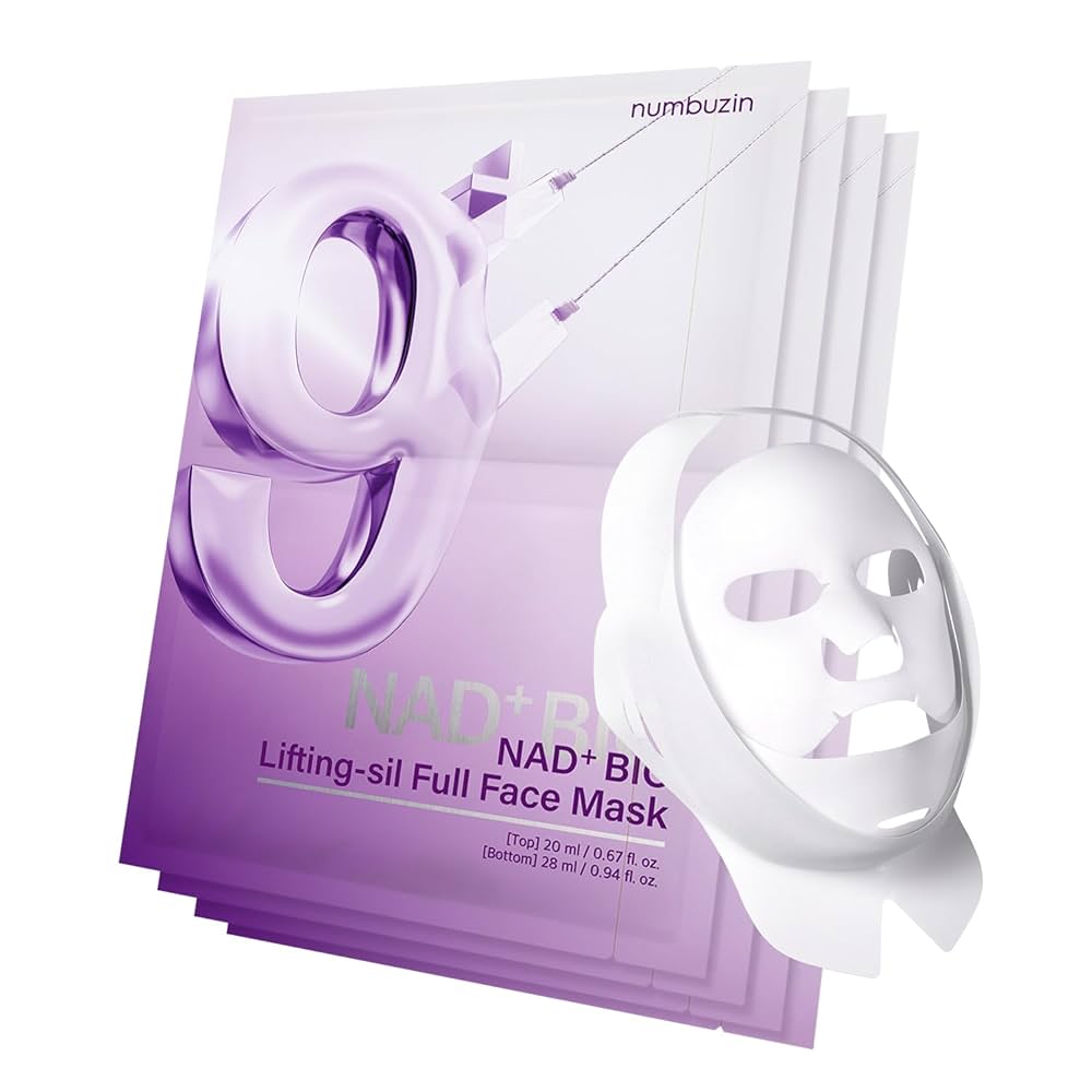 Numbuzin N° 9 NAD Bio Lifting-sil Lot de 4 feuilles pour le visage complet (+ bande de levage en tissu)