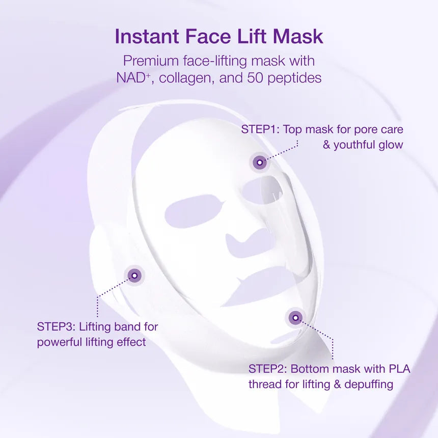 Numbuzin N° 9 NAD Bio Lifting-sil Lot de 4 feuilles pour le visage complet (+ bande de levage en tissu)