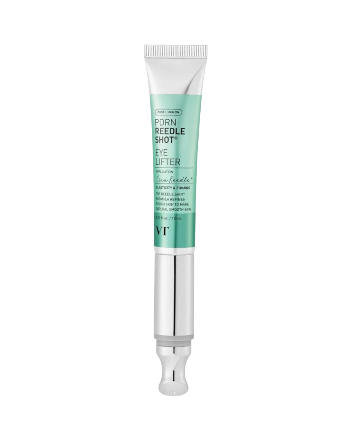 K-beauty glow PDRN Reedle Shot Eye Lifter met metalen massage-applicator voor versteviging en hydratatie van de ogen.