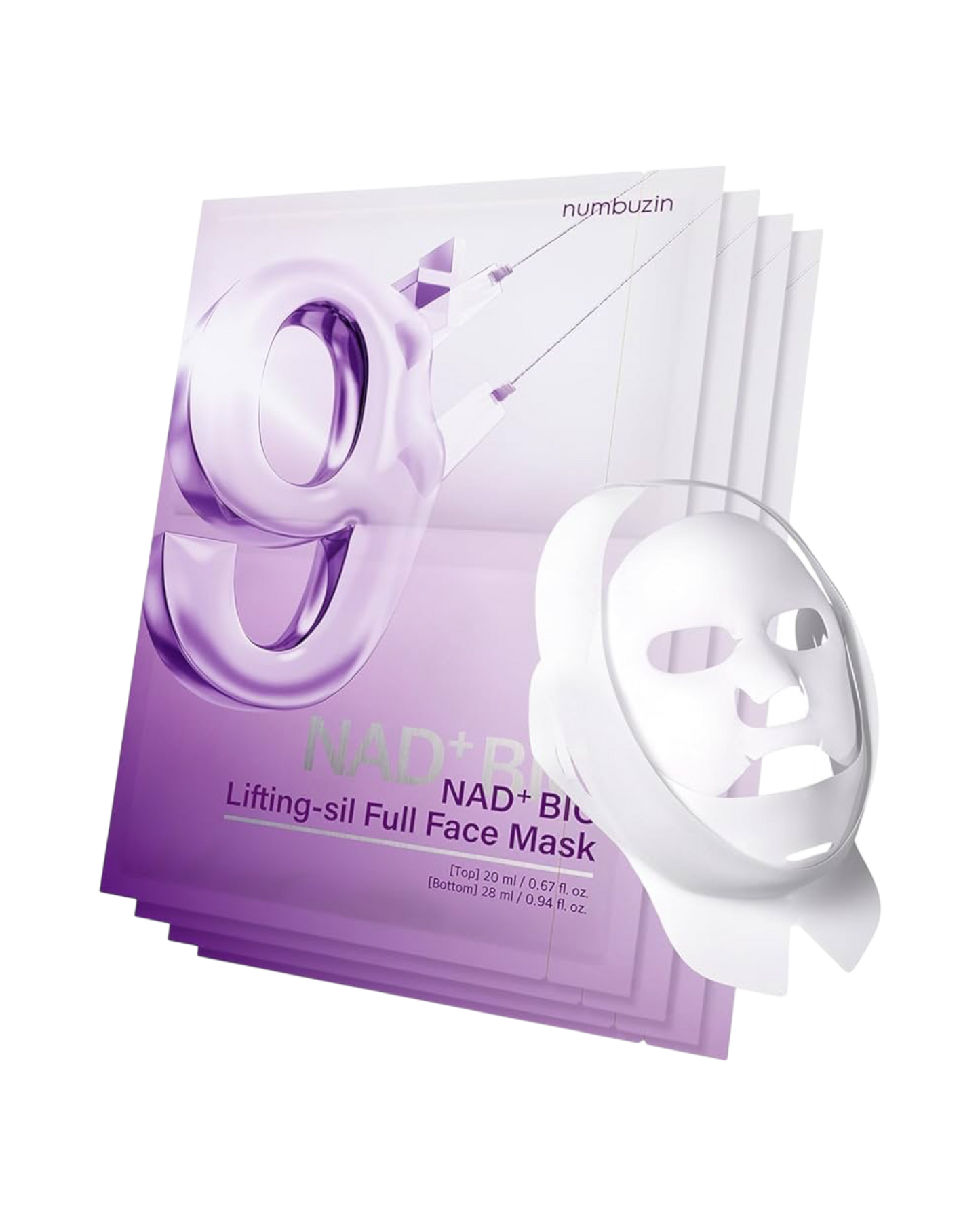 Numbuzin No. 9 NAD Bio Lifting-sil Full Face Pack Sheet (4ea Set + Fabric Lifting Band)