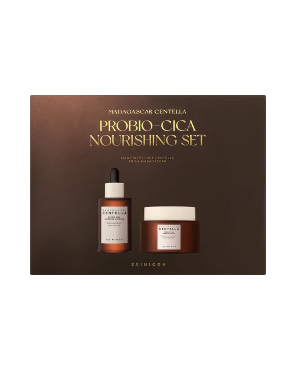 K-beauty glow Madagascar Centella Probio-Cica verzorgingsset met ampul en rijke crème voor een sterke huidbarrière.