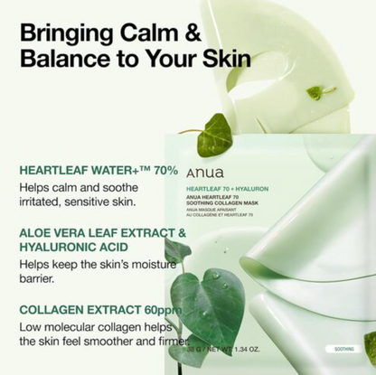 Heartleaf 70 Verzachtend Collageenmasker