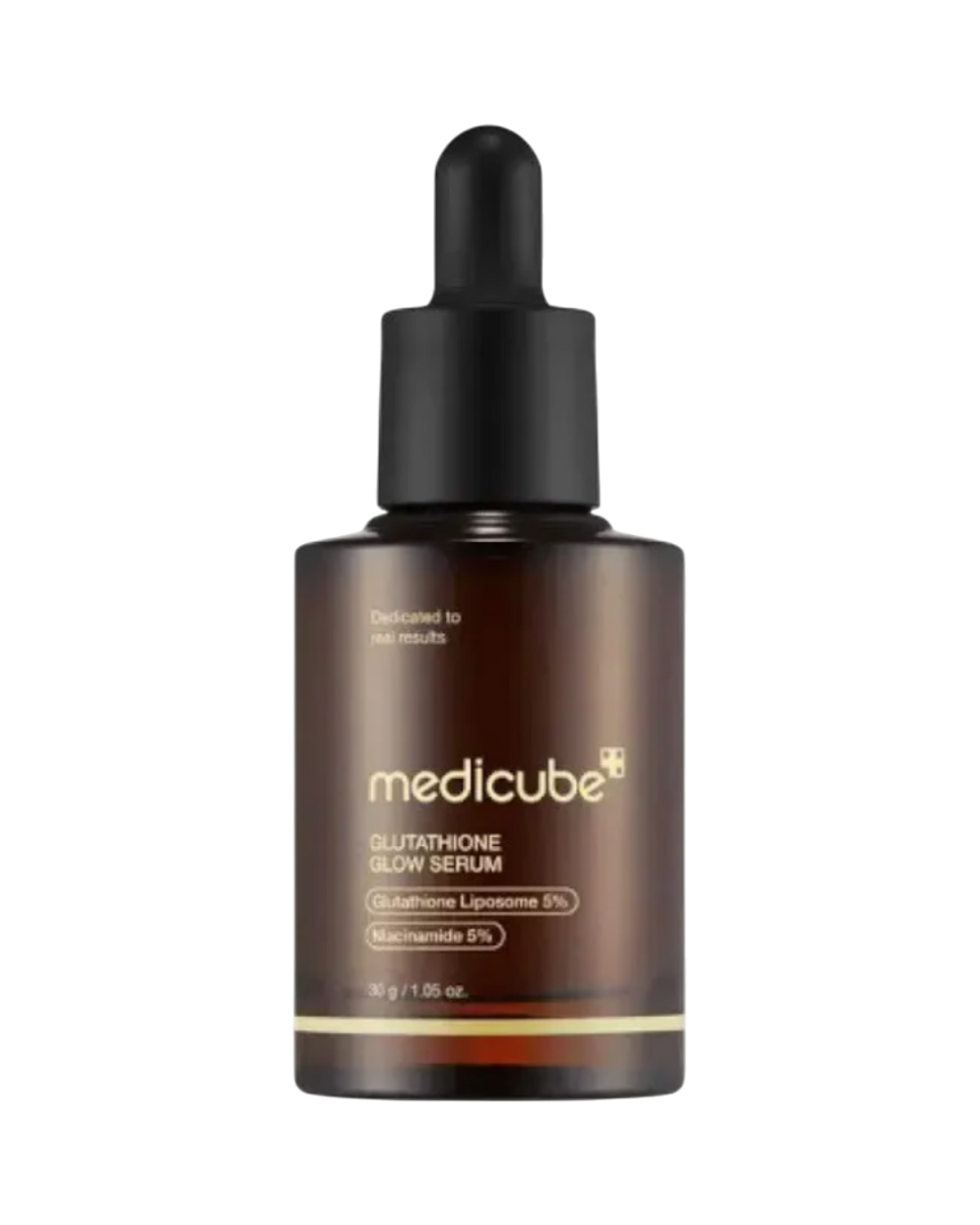 K-beauty glow Glutathione Glow Ampoule in een bruine glazen fles met druppelaar voor een stralende huid.