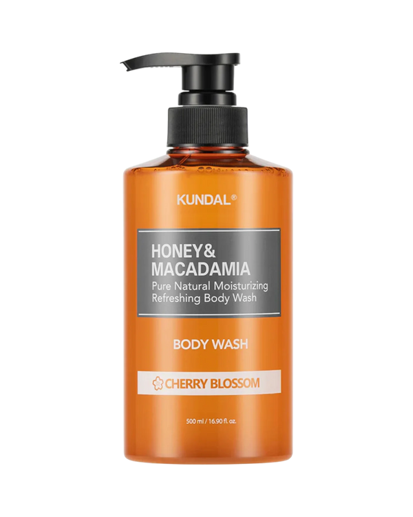 K-beauty glow Honey & Macadamia Pure Natural Moisturizing Refreshing Body Wash met kersenbloesemgeur, 500 ml.